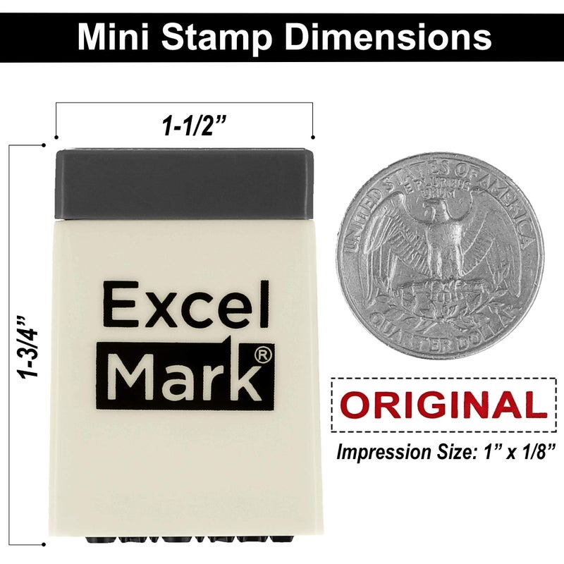 ExcelMark Mini Office Message Rubber Stamp Set - Red Ink - Storage Tray Included - Image 5